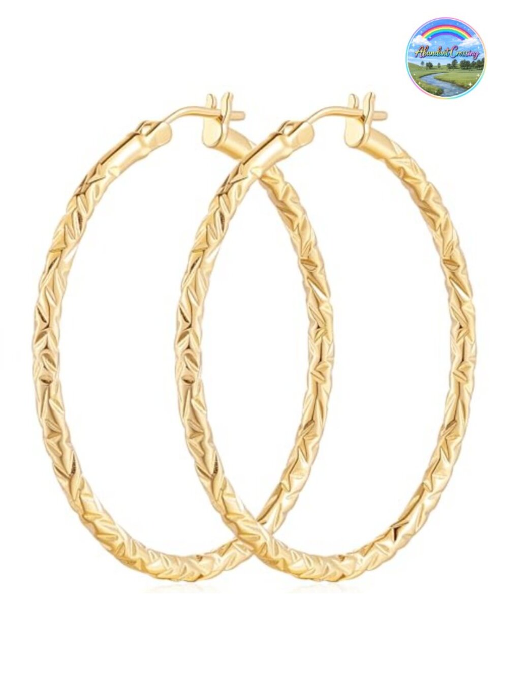 14K Gold Plated Interlocking Hoop Earrings for Women 40mm